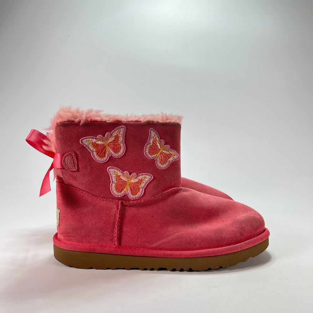 UGG Mini Bailey Bow II Butterfly Boots Pink Cozy Shoes 1122351 Youth Size 4